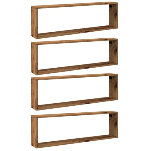 HEFZGDB Würfel-Wandregale 4 STK. Altholz-Optik 100x15x30 Holzwerkstoff Wandregal Klein Kleines Wandregal Regalboden Wandablage für Wohnbereich Schlafzimmer Küche Badezimmer HEFZGDB Würfel-Wandregale 4 STK. Altholz-Optik 100x15x30 Holzwerkstoff Wandregal Klein Kleines Wandregal Regalboden Wandablage für Wohnbereich Schlafzimmer Küche Badezimmer von HEFZGDB