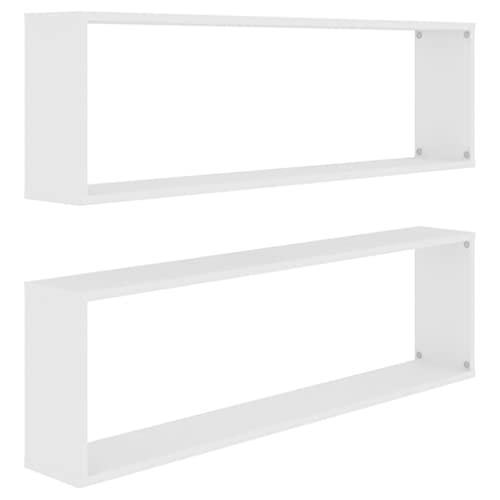 HEFZGDB Würfelregale 2 STK. Weiß 100x15x30 cm Holzwerkstoff Wandregal Klein Kleines Wandregal Regalboden Wandablage für Wohnbereich Schlafzimmer Küche Badezimmer von HEFZGDB