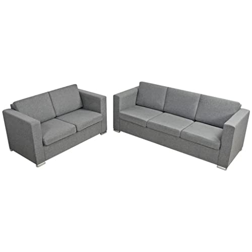 HEFZGDB Zweiteilige Sofagarnitur Stoff Hellgrau Sofa Chair Lounge Sofa Lesesessel Bequem Kleiner Sessel für Aufenthaltsraum Schlafzimmer Empfangsraum Wohnbereich von HEFZGDB
