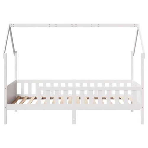 Kinderbett Hausbett Weiß 90x200 cm Massivholz Kiefer Single Bed Gästebett Doppelbett Bettrahmen für Wohnbereich Gästezimmer Herberge Schlafzimmer Kinderbett Hausbett Weiß 90x200 cm Massivholz Kiefer Single Bed Gästebett Doppelbett Bettrahmen für Wohnbereich Gästezimmer Herberge Schlafzimmer von HEFZGDB