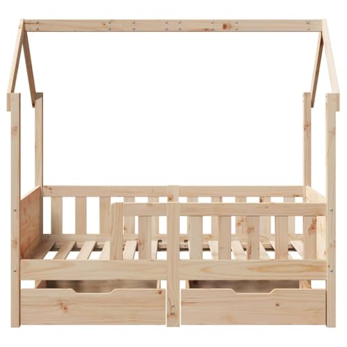 Kinderbett mit Schubladen 70x140 cm Massivholz Kiefer Double Bed Gästebett Familienbett Doppelbett für Herberge Gästezimmer Wohnbereich Schlafzimmer Kinderbett mit Schubladen 70x140 cm Massivholz Kiefer Double Bed Gästebett Familienbett Doppelbett für Herberge Gästezimmer Wohnbereich Schlafzimmer von HEFZGDB
