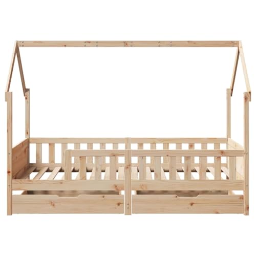 Kinderbett mit Schubladen 80x200 cm Massivholz Kiefer Double Bed Gästebett Familienbett Doppelbett für Herberge Gästezimmer Wohnbereich Schlafzimmer Kinderbett mit Schubladen 80x200 cm Massivholz Kiefer Double Bed Gästebett Familienbett Doppelbett für Herberge Gästezimmer Wohnbereich Schlafzimmer von HEFZGDB