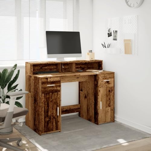 LED-Schreibtisch Altholz-Optik 120x55x91 cm Holzwerkstoff Computer Schreibtisch Gaming Tisch Desks Study Table für Wohnbereich Arbeitszimmer Küche Schlafzimmer von HEFZGDB