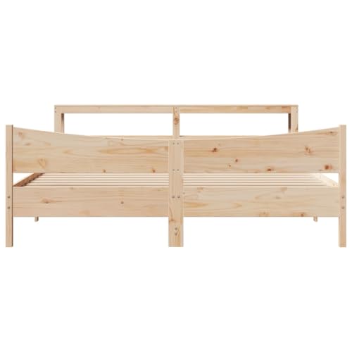 Massivholzbett mit Kopfteil 200x200 cm Kiefer Single Bed Bettgestell Familienbett Einzelbett für Wohnbereich Herberge Gästezimmer Schlafzimmer von HEFZGDB