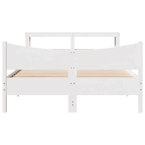 Massivholzbett mit Kopfteil Weiß 120x200 cm Kiefer Single Bed Bettgestell Familienbett Einzelbett für Wohnbereich Herberge Gästezimmer Schlafzimmer Massivholzbett mit Kopfteil Weiß 120x200 cm Kiefer Single Bed Bettgestell Familienbett Einzelbett für Wohnbereich Herberge Gästezimmer Schlafzimmer von HEFZGDB
