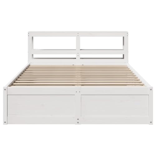 Massivholzbett mit Kopfteil Weiß 140x200 cm Kiefer Single Bed Bed Frame Einzelbetten Doppelbett für Gästezimmer Schlafzimmer Herberge Wohnbereich Massivholzbett mit Kopfteil Weiß 140x200 cm Kiefer Single Bed Bed Frame Einzelbetten Doppelbett für Gästezimmer Schlafzimmer Herberge Wohnbereich von HEFZGDB