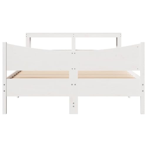 Massivholzbett mit Kopfteil Weiß 150x200 cm Kiefer Single Bed Bettgestell Familienbett Einzelbett für Wohnbereich Herberge Gästezimmer Schlafzimmer Massivholzbett mit Kopfteil Weiß 150x200 cm Kiefer Single Bed Bettgestell Familienbett Einzelbett für Wohnbereich Herberge Gästezimmer Schlafzimmer von HEFZGDB