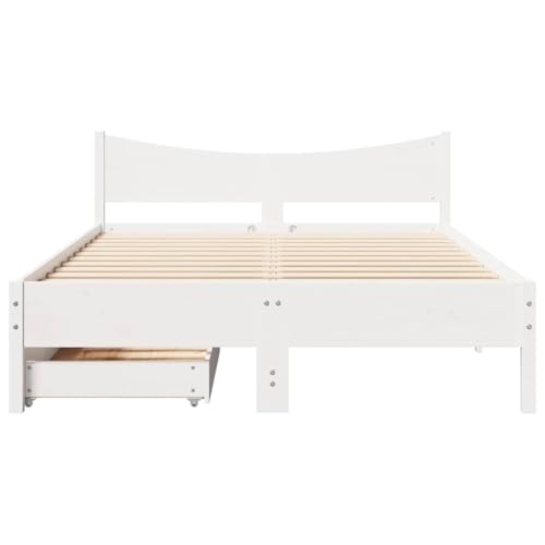 Massivholzbett mit Schubladen Weiß 135x190 cm Kiefer Daybed Gästebett Bettgestell Einzelbett für Wohnbereich Gästezimmer Herberge Schlafzimmer Massivholzbett mit Schubladen Weiß 135x190 cm Kiefer Daybed Gästebett Bettgestell Einzelbett für Wohnbereich Gästezimmer Herberge Schlafzimmer von HEFZGDB