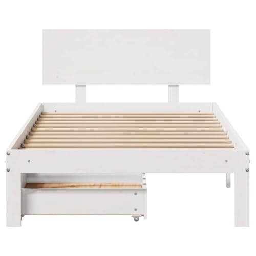 Massivholzbett mit Schubladen Weiß 75x190 cm Kiefer Daybed Gästebett Einzelbetten Doppelbett für Schlafzimmer Herberge Wohnbereich Gästezimmer Massivholzbett mit Schubladen Weiß 75x190 cm Kiefer Daybed Gästebett Einzelbetten Doppelbett für Schlafzimmer Herberge Wohnbereich Gästezimmer von HEFZGDB
