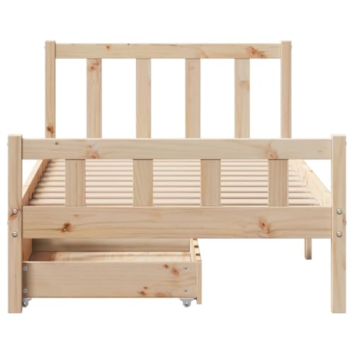 Massivholzbett ohne Matratze 100x200 cm Kiefernholz Jugendbett Bed Frame Familienbett Einzelbetten für Schlafzimmer Herberge Gästezimmer Wohnbereich von HEFZGDB