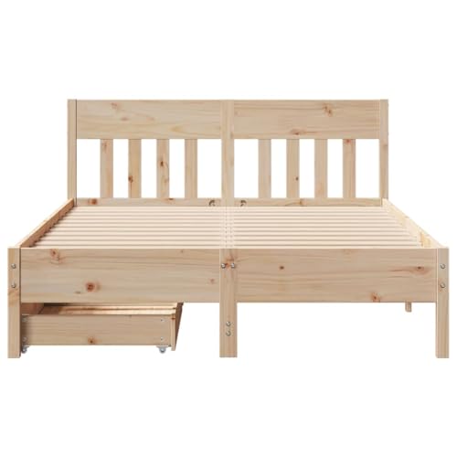 Massivholzbett ohne Matratze 120x200 cm Kiefernholz Jugendbett Bettgestell Familienbett Doppelbett für Gästezimmer Wohnbereich Schlafzimmer Herberge von HEFZGDB