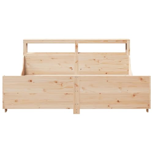 Massivholzbett ohne Matratze 200x200 cm Kiefer Jugendbett Bed Frame Familienbett Einzelbetten für Gästezimmer Schlafzimmer Wohnbereich Herberge von HEFZGDB