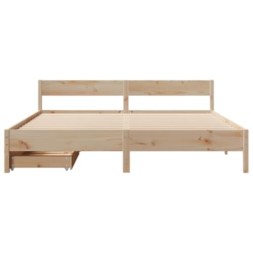 Massivholzbett ohne Matratze 200x200 cm Kiefer Jugendbett Bettgestell Bed Frame Bettrahmen für Wohnbereich Gästezimmer Schlafzimmer Herberge von HEFZGDB