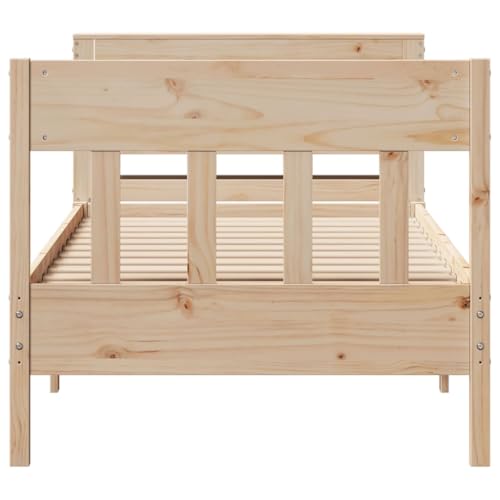 Massivholzbett ohne Matratze 75x190 cm Kiefernholz Jugendbett Gästebett Bettgestell Single Bed für Gästezimmer Herberge Wohnbereich Schlafzimmer von HEFZGDB