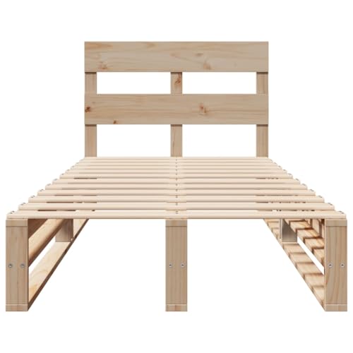 Massivholzbett ohne Matratze 90x190 cm Kiefernholz Ehebett Bed Frame Familienbett Doppelbett für Schlafzimmer Gästezimmer Wohnbereich Herberge von HEFZGDB