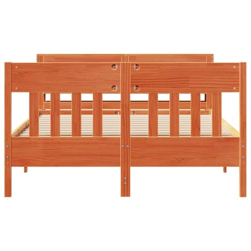 Massivholzbett ohne Matratze Wachsbraun 135x190 cm Kiefernholz Jugendbett Gästebett Bettgestell Single Bed für Gästezimmer Herberge Wohnbereich Schlafzimmer von HEFZGDB