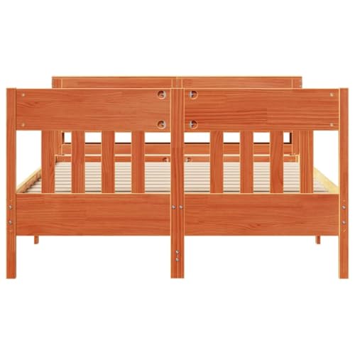Massivholzbett ohne Matratze Wachsbraun 150x200 cm Kiefernholz Jugendbett Gästebett Bettgestell Single Bed für Gästezimmer Herberge Wohnbereich Schlafzimmer von HEFZGDB