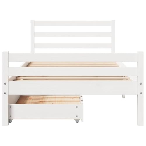 Massivholzbett ohne Matratze Weiß 100x200 cm Kiefernholz Jugendbett Gästebett Bed Frame Einzelbett für Gästezimmer Wohnbereich Herberge Schlafzimmer Massivholzbett ohne Matratze Weiß 100x200 cm Kiefernholz Jugendbett Gästebett Bed Frame Einzelbett für Gästezimmer Wohnbereich Herberge Schlafzimmer von HEFZGDB