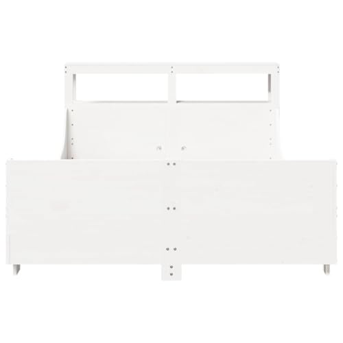 Massivholzbett ohne Matratze Weiß 120x190 cm Kiefernholz Jugendbett Bed Frame Familienbett Einzelbetten für Gästezimmer Schlafzimmer Wohnbereich Herberge von HEFZGDB