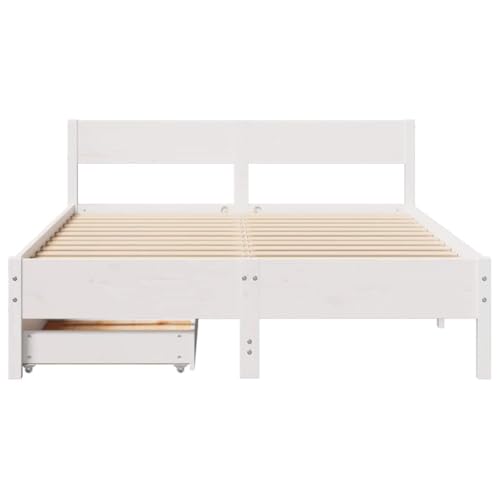 Massivholzbett ohne Matratze Weiß 120x190 cm Kiefernholz Jugendbett Bettgestell Bed Frame Bettrahmen für Wohnbereich Gästezimmer Schlafzimmer Herberge Massivholzbett ohne Matratze Weiß 120x190 cm Kiefernholz Jugendbett Bettgestell Bed Frame Bettrahmen für Wohnbereich Gästezimmer Schlafzimmer Herberge von HEFZGDB