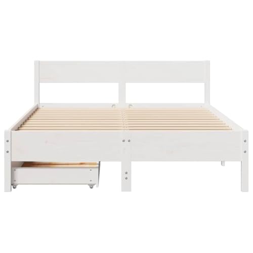Massivholzbett ohne Matratze Weiß 140x190 cm Kiefernholz Jugendbett Bettgestell Bed Frame Bettrahmen für Wohnbereich Gästezimmer Schlafzimmer Herberge Massivholzbett ohne Matratze Weiß 140x190 cm Kiefernholz Jugendbett Bettgestell Bed Frame Bettrahmen für Wohnbereich Gästezimmer Schlafzimmer Herberge von HEFZGDB