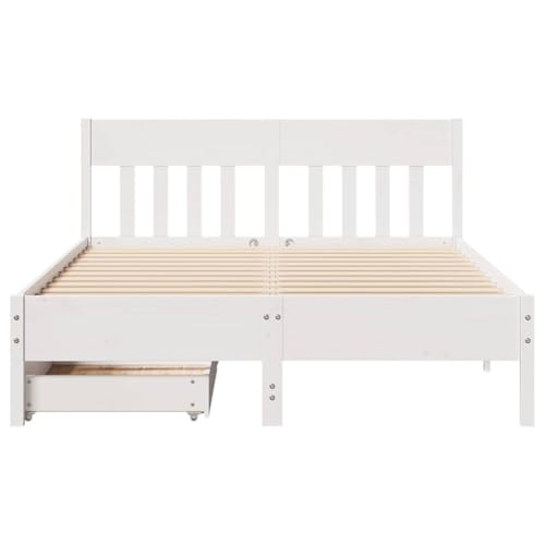 Massivholzbett ohne Matratze Weiß 150x200 cm Kiefernholz Jugendbett Bettgestell Familienbett Doppelbett für Gästezimmer Wohnbereich Schlafzimmer Herberge Massivholzbett ohne Matratze Weiß 150x200 cm Kiefernholz Jugendbett Bettgestell Familienbett Doppelbett für Gästezimmer Wohnbereich Schlafzimmer Herberge von HEFZGDB
