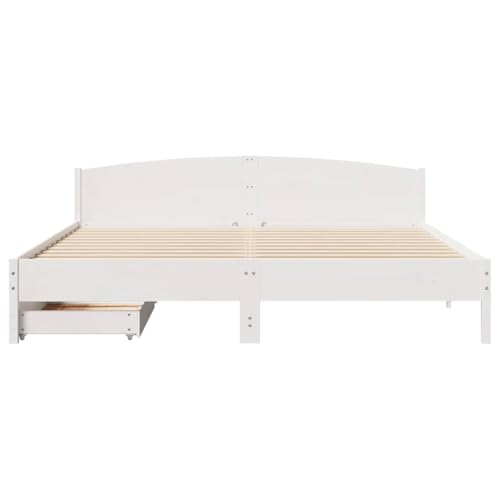 Massivholzbett ohne Matratze Weiß 180x200 cm Kiefernholz Double Bed Gästebett Bettgestell Bettrahmen für Gästezimmer Herberge Schlafzimmer Wohnbereich Massivholzbett ohne Matratze Weiß 180x200 cm Kiefernholz Double Bed Gästebett Bettgestell Bettrahmen für Gästezimmer Herberge Schlafzimmer Wohnbereich von HEFZGDB