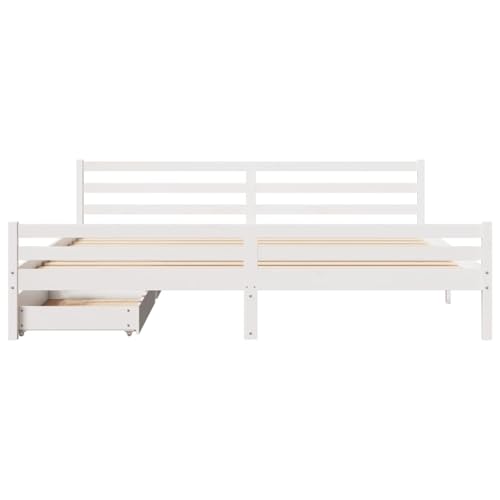 Massivholzbett ohne Matratze Weiß 200x200 cm Kiefernholz Jugendbett Gästebett Bed Frame Einzelbett für Gästezimmer Wohnbereich Herberge Schlafzimmer Massivholzbett ohne Matratze Weiß 200x200 cm Kiefernholz Jugendbett Gästebett Bed Frame Einzelbett für Gästezimmer Wohnbereich Herberge Schlafzimmer von HEFZGDB