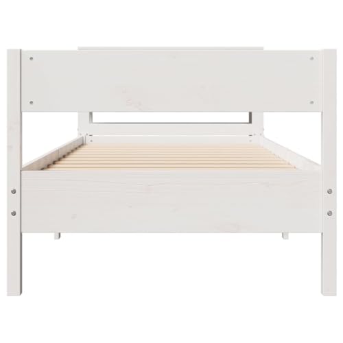 Massivholzbett ohne Matratze Weiß 75x190 cm Kiefernholz Jugendbett Gästebett Familienbett Bettrahmen für Herberge Wohnbereich Gästezimmer Schlafzimmer von HEFZGDB
