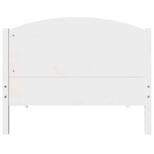 Massivholzbett ohne Matratze Weiß 90x200 cm Kiefernholz Ehebett Gästebett Bed Frame Single Bed für Herberge Schlafzimmer Gästezimmer Wohnbereich von HEFZGDB