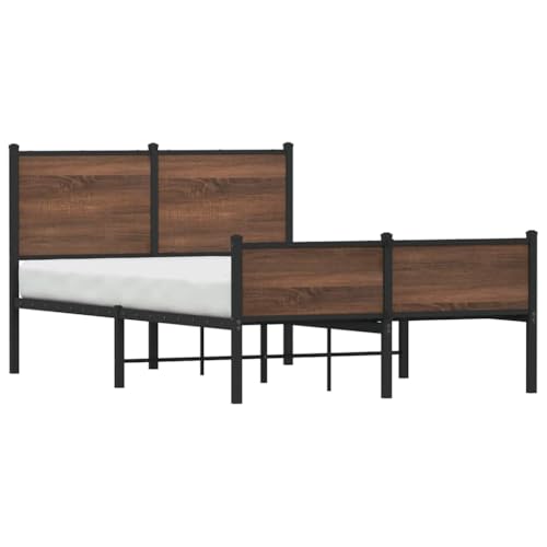 Metallbett ohne Matratze Eichen-Optik 120x190 cm Jugendbett Gästebett Familienbett Bettrahmen für Herberge Schlafzimmer Wohnbereich Gästezimmer von HEFZGDB