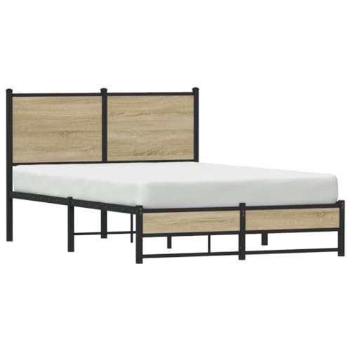 Metallbett ohne Matratze Sonoma-Eiche 120x190 cm Jugendbett Gästebett Familienbett Bettrahmen für Herberge Schlafzimmer Wohnbereich Gästezimmer von HEFZGDB