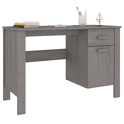 Schreibtisch HAMAR Hellgrau 113x50x75 cm Massivholz Kiefer Computer Schreibtisch Gaming Tisch Desks Study Table für Arbeitszimmer Wohnbereich Küche Schlafzimmer von HEFZGDB