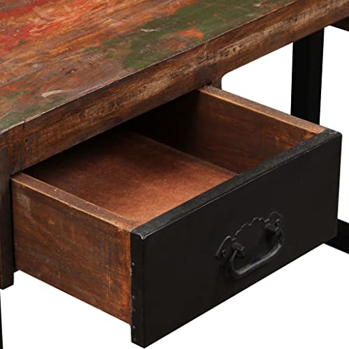 Schreibtisch mit 2 Schubladen Altholz Massiv 120x50x76 cm Computer Desk Desks Küchentisch Computer Table für Küche Wohnbereich Schlafzimmer Arbeitszimmer von HEFZGDB