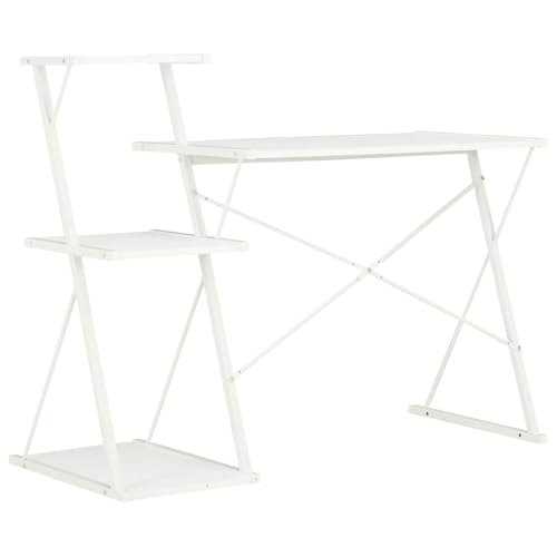 Schreibtisch mit Regal Weiß 116×50×93 cm Büro Schreibtisch Gaming Schreibtisch Pc Tisch Klein Computer Table für Arbeitszimmer Wohnbereich Schlafzimmer Küche von HEFZGDB