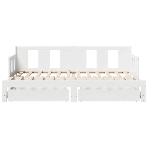 Tagesbett Ausziehbar mit Schubladen ohne Matratze Weiß 90x200cm Bette Gästebett Bed Frame Einzelbetten für Gästezimmer Schlafzimmer Wohnbereich Herberge Tagesbett Ausziehbar mit Schubladen ohne Matratze Weiß 90x200cm Bette Gästebett Bed Frame Einzelbetten für Gästezimmer Schlafzimmer Wohnbereich Herberge von HEFZGDB