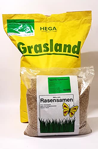 HEGA Grasland Rasensamen Grassamen Sport und Spielrasen (10 kg (1x 10 kg)) von HEGA