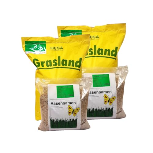 HEGA Grasland Rasensamen Grassamen Sport und Spielrasen (20 kg (2x 10 kg)) von HEGA