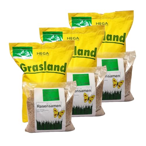 HEGA Grasland Rasensamen Grassamen Sport und Spielrasen (30 kg (3x 10 kg)) von HEGA