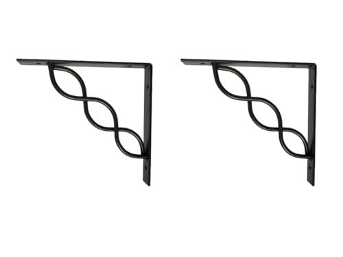 Regalträger Set Wandmontage Antikes Design Regalwinkel Regalhalter Konsole in Retrooptik Wandregal Winkel schwarz 2 Stück von HEGAPRO
