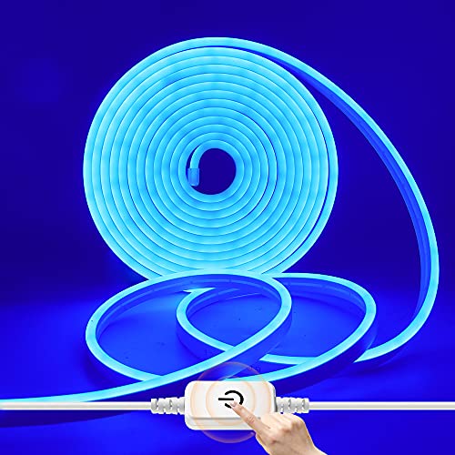 HEGEHE Dimmbar Neon LED Streifen, 12V 2835 LED Strip Wasserdicht Diffusion Silikon Neon Flex LED Lichtband Schlauch für Innen Aussenbereich Heim Küche DIY Deko (Blau, 5M) von HEGEHE