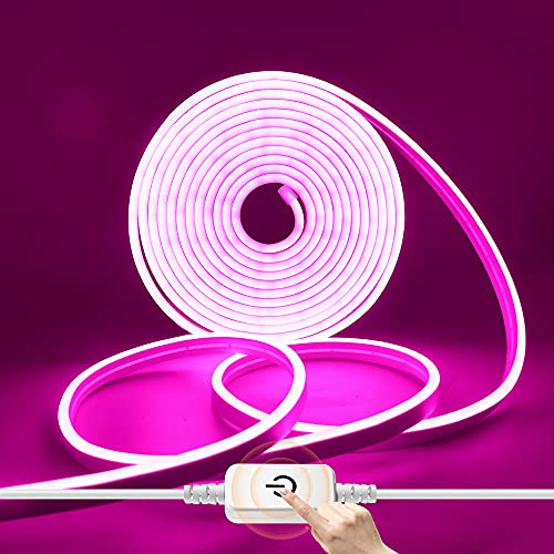 HEGEHE Dimmbar Neon LED Streifen, 12V 2835 LED Strip Wasserdicht Diffusion Silikon Neon Flex LED Lichtband Schlauch für Innen Aussenbereich Heim Küche DIY Deko (Pink, 2M) von HEGEHE