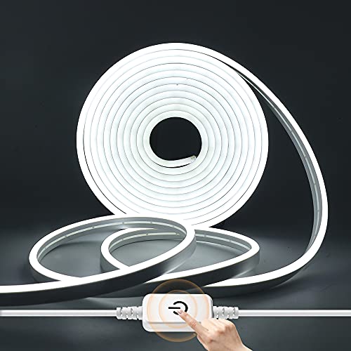 HEGEHE Dimmbar Neon LED Streifen, 12V 2835 LED Strip Wasserdicht Diffusion Silikon Neon Flex LED Lichtband Schlauch für Innen Aussenbereich Heim Küche DIY Deko (Weiß, 3M) von HEGEHE