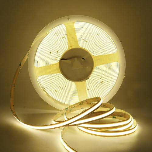 HEGEHE 12V COB LED Streifen (Beliebiges Schneiden), 528LEDs/m Superhell Hohe Dichte Flex Selbstklebend COB LED Leiste Lichtband Strip für DIY Innen Beleuchtung Projekte (Naturweiß, 6M) von HEGEHE