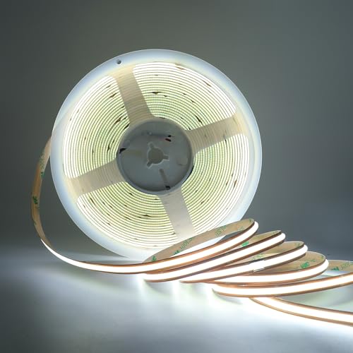 HEGEHE 12V COB LED Streifen (Beliebiges Schneiden), 528LEDs/m Superhell Hohe Dichte Flex Selbstklebend COB LED Leiste Lichtband Strip für DIY Innen Beleuchtung Projekte (Weiß, 3M) von HEGEHE