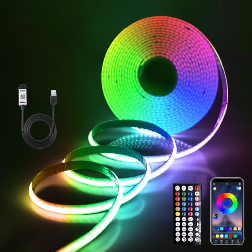 HEGEHE 12V COB Neon LED Streifen, 320LEDs/m Superhell Hohe Dichte Flex Selbstklebend LED Leiste Lichtband, Smart App Control, Musiksync, für Hausbeleuchtung Party DIY Deko (0.5M) von HEGEHE