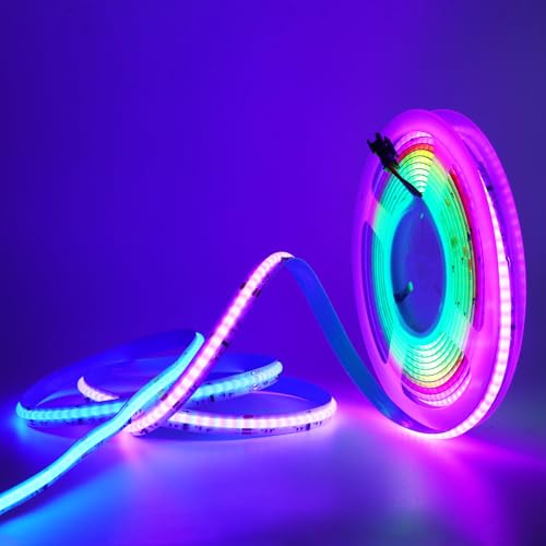 HEGEHE 12V COB RGB LED Streifen, 576LEDs/m WS2811 Adressierbare Vollfarbe Superhell Hohe Dichte Flex Selbstklebend LED Leiste Lichtband für Hausbeleuchtung Party DIY Deko (1M) von HEGEHE