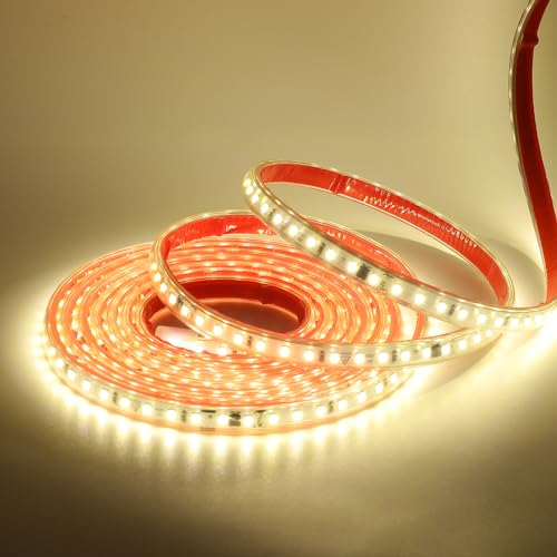 HEGEHE 220V LED Streifen (Gleichrichter mit IC), 2835 SMD 120leds/m IP65 Wasserdicht, Flexibles Selbstklebend LED Leuchtband Lichtband Strip für Heim DIY Festival Dekoration (Naturweiß, 0.5M) von HEGEHE