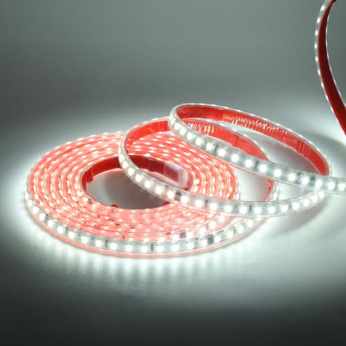 HEGEHE 220V LED Streifen (Gleichrichter mit IC), 2835 SMD 120leds/m IP65 Wasserdicht, Flexibles Selbstklebend LED Leuchtband Lichtband Strip für Heim DIY Festival Dekoration (Weiß, 0.29M) von HEGEHE