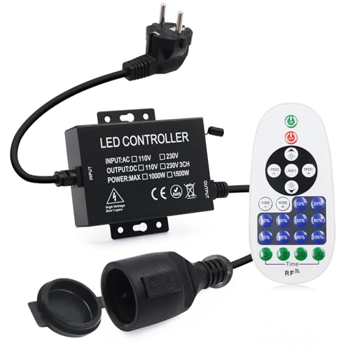 HEGEHE 220V Universal Dimmer, 23 Tasten RF-Fernbedienung + 1500W Controller, Plug-in Switch Dimmer Fernbedienung, Allgemeines Modell für 220V LED Blubs/LED Streifen Strip/LED Lichtkette HEGEHE 220V Universal Dimmer, 23 Tasten RF-Fernbedienung + 1500W Controller, Plug-in Switch Dimmer Fernbedienung, Allgemeines Modell für 220V LED Blubs/LED Streifen Strip/LED Lichtkette von HEGEHE